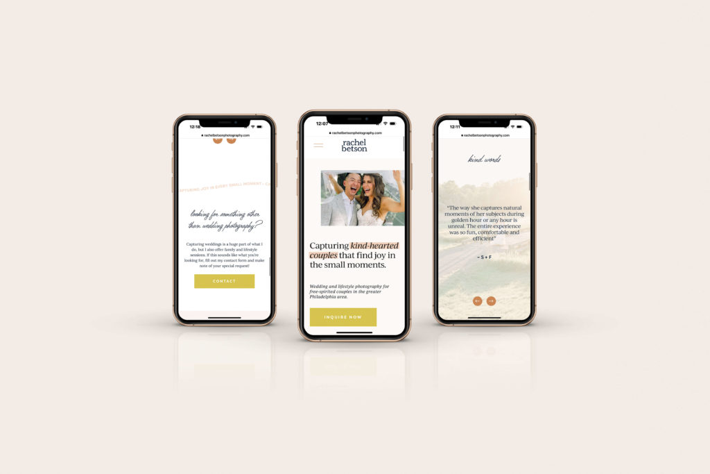 Responsive mobile design for colorful wedding photographer