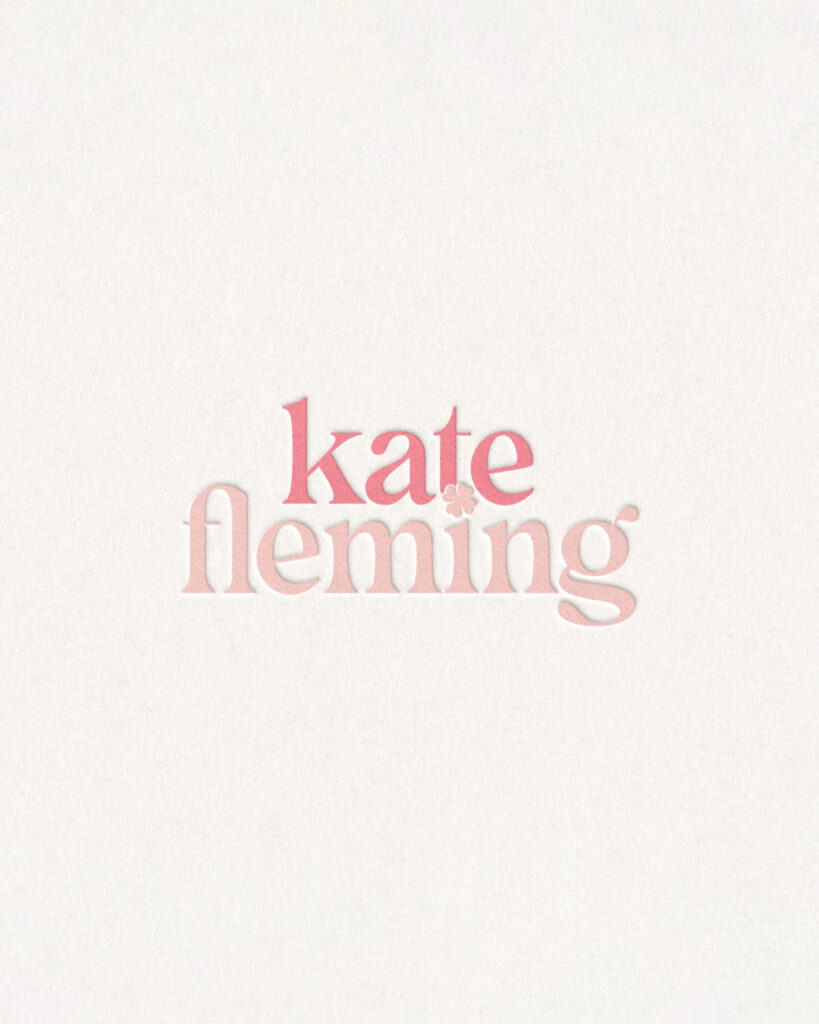 Kate fleming vertical logo in duotone pink on cream background