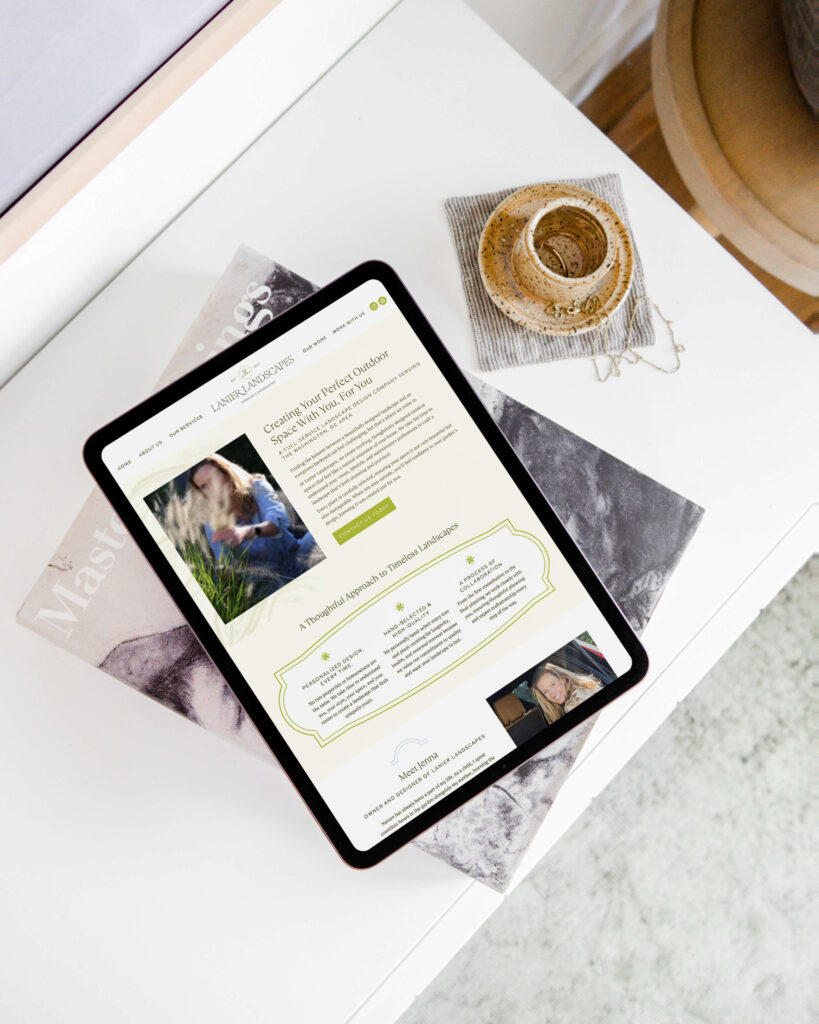 Custom services page website design for landscaping company