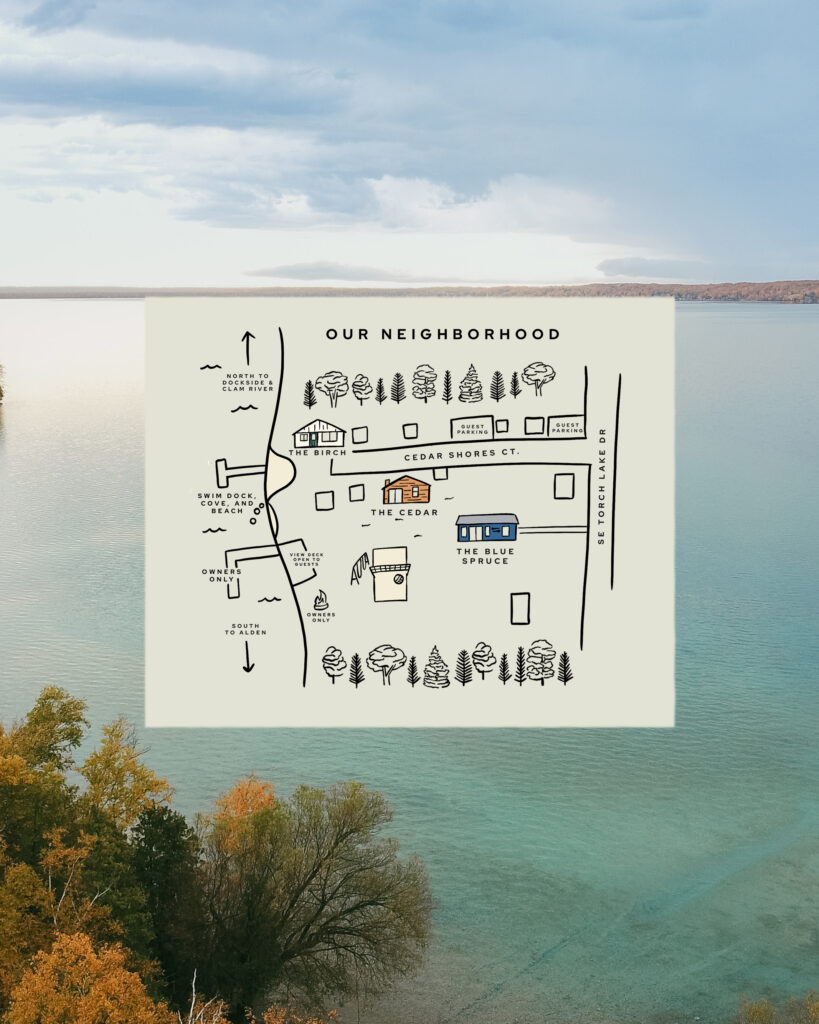 Custom map illustration of Water Camp property by Kylie Buss Design