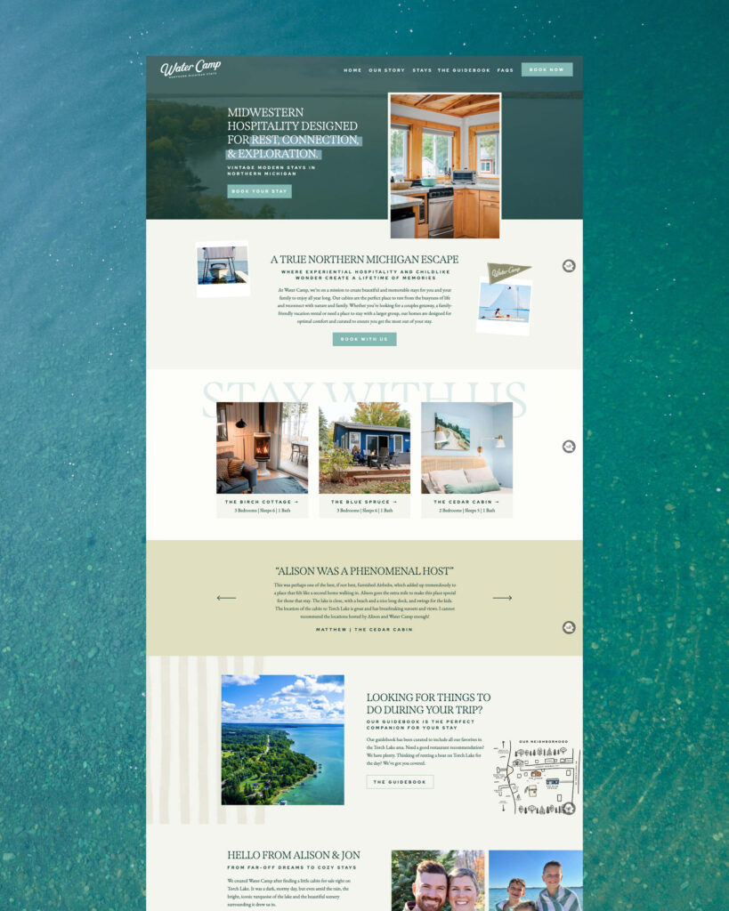 website page design for Water Camp