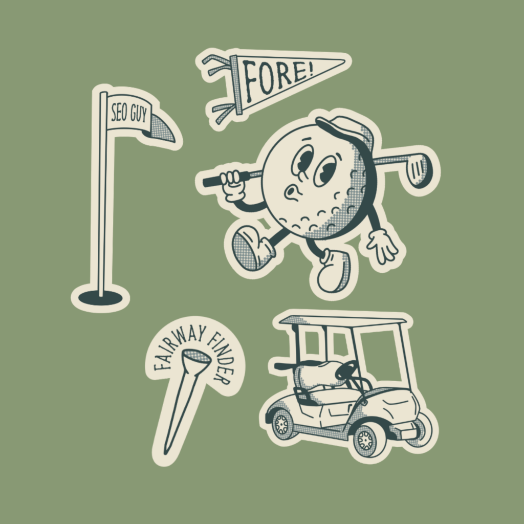 Retro nostalgia golf themed elements of branding