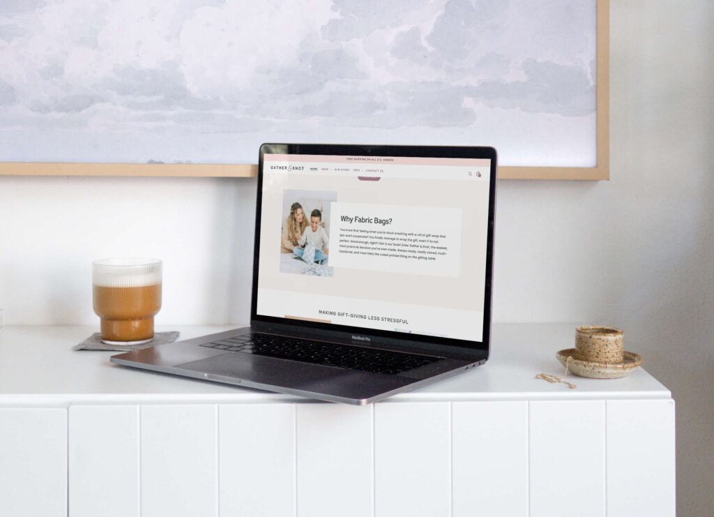 About page website feature design for Gather and knot