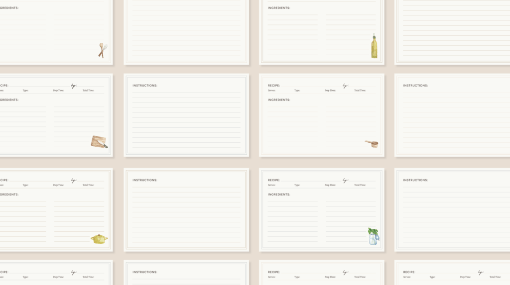 feminine branding illustrations for cooking recipe book brand