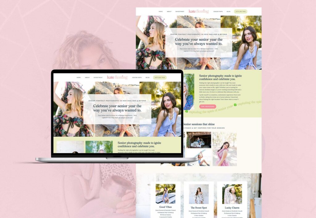 Small business website design services page for Kate Fleming Phootgraphy