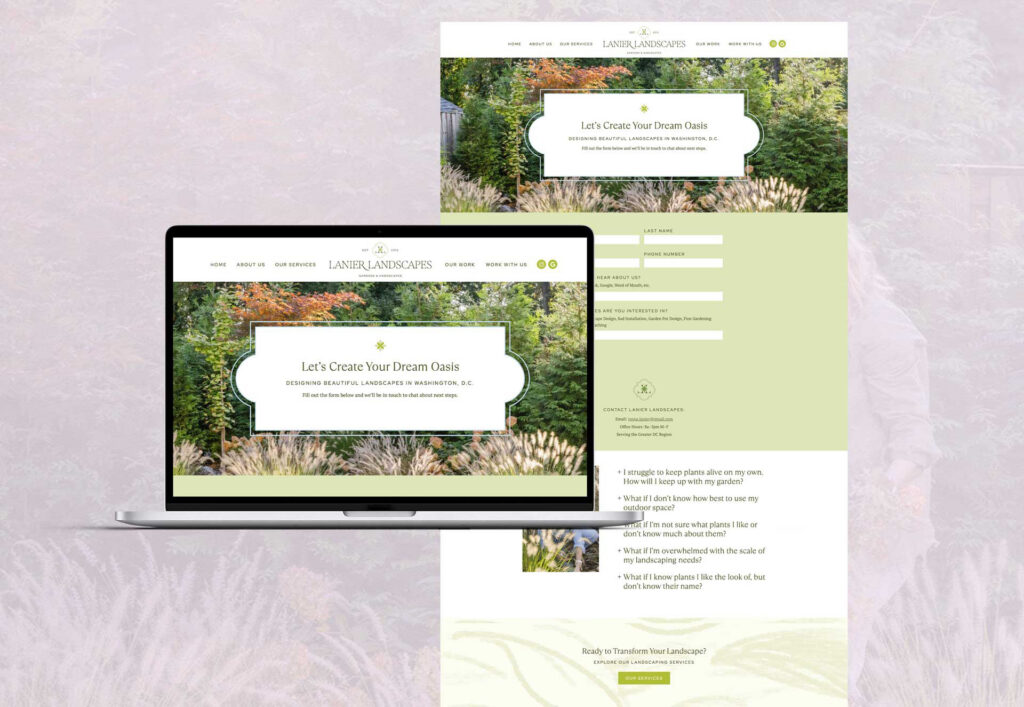 Contact page design for Lanier Landscapes